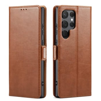 Шкіряний чохол-книжка Fierre Shann Genuine leather на Samsung Galaxy S23 Ultra 5G - коричневий
