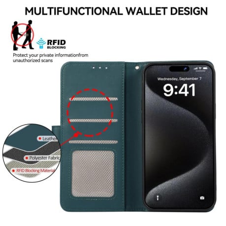 Чохол-книжка ABEEL з фактурою Delicate захистом від сканування RFID на Samsung Galaxy S25 FE 5G - зелений