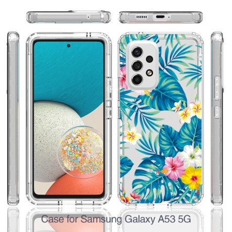Противоударный чехол Transparent Painted для Samsung Galaxy A53 - Banana Leaf
