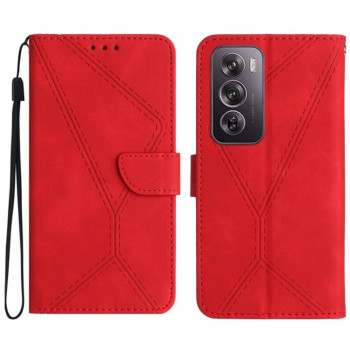 Чохол-книжка Stitching Embossed Leather OPPO Reno 12 Pro 5G Global - червоний