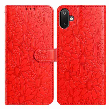 Чехол-книжка Daisy Embossed Leather для Samsung Galaxy M06 5G - красный