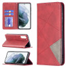 Чехол-книжка Rhombus Texture на Samsung Galaxy S21 FE - красный