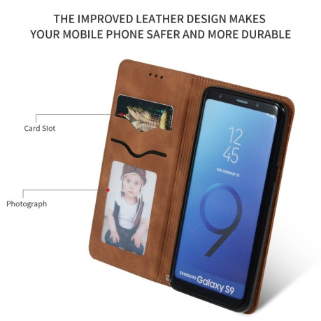 Чехол- книжка Retro Skin Feel Business Magnetic на Samsung Galaxy S9 / G960 - коричневый