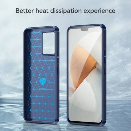 Противоударный чехол Brushed Texture Carbon Fiber на Vivo V23 5G - синий