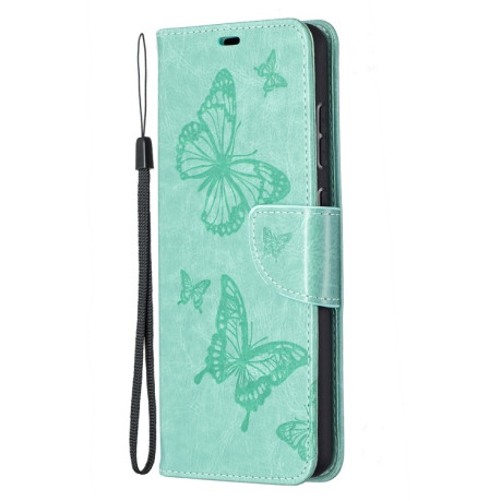 Чехол-книжка Butterflies Pattern на Samsung Galaxy A72 - зеленый