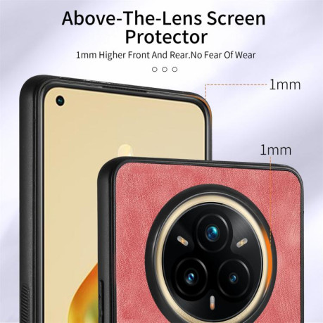 Чохол Retro Skin-feel Ring Card Wallet для Realme 14 Pro+ - рожевий