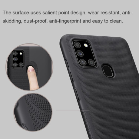 Чехол NILLKIN Frosted Shield Concave-convex на Samsung Galaxy A21s - черный