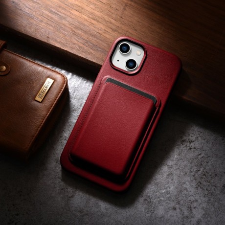 Кожаный чехол iCarer Genuine Leather (MagSafe) для iPhone 14/13 - красный