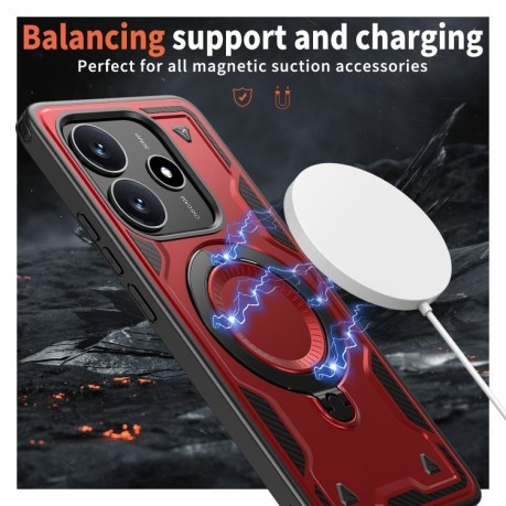 Протиударний чохол MagSafe Holder Armor PC Hybrid для Xiaomi Redmi Note 14 5G/Poco M7 Pro 5G - червоний