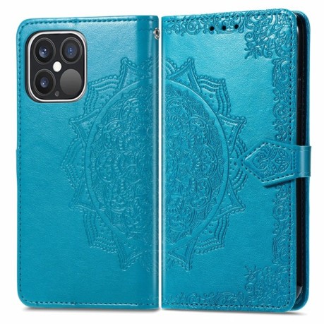 Чехол-книжка Mandala Embossing Pattern на iPhone 13 Pro - синий