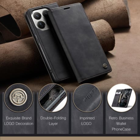 Чехол-книжка CaseMe-013 многофункциональный с кармашком на карт на Xiaomi 15T - черный