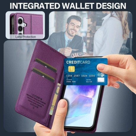 Чохол-книжка LC.IMEEKE L1 Series Frosted Fine Texture для Samsung Galaxy S25+ 5G - фіолетовий