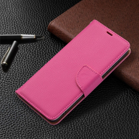 Чехол-книжка Litchi Texture Pure Color на Samsung Galaxy S21 FE - пурпурно-красный