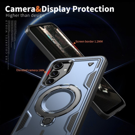Противоударный чехол MagSafe Holder Armor PC Hybrid для Samsung Galaxy A16 5G - синий