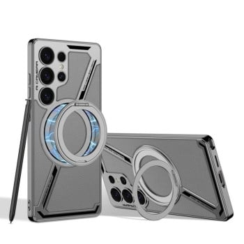 Протиударний чохол GKK Electroplating Leather Shape Disassemble MagSafe Not Included Pen для Samsung Galaxy S25 Ultra 5G - Mountain Gray