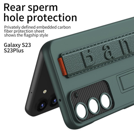 Противоударный чехол GKK Wristband with Holder для Samsung Galaxy S23+ 5G - черно-зеленый