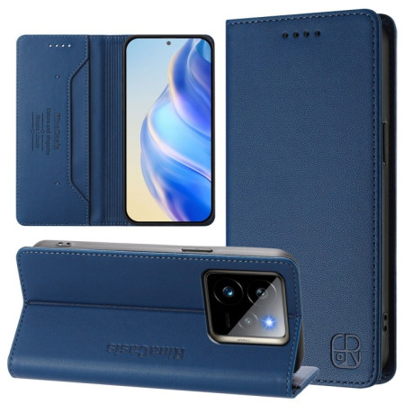 Чехол-книжка в стиле Retro мягкое покрытие Skin Feel деловой дизайн на Realme GT 7 Pro 5G - синий