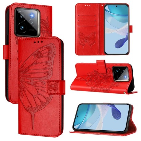 Чехол-книжка Embossed Butterfly для Realme GT7 Pro 5G - красный