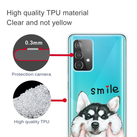 Противоударный чехол Colored Drawing Clear на Samsung Galaxy A52/A52s - Pinch Face Dog