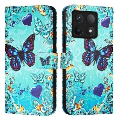 Чохол-книжка Colored Drawing Pattern Plain Weave Leather для Xiaomi 14T Pro - Love Butterfly