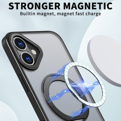 Противоударный чехол Wing Series MagSafe Magnetic Ring Holder для iPhone 16 Plus - черный