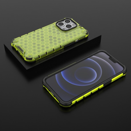 Протиударний чохол Honeycomb with Neck Lanyard для iPhone 13 Pro - зелений