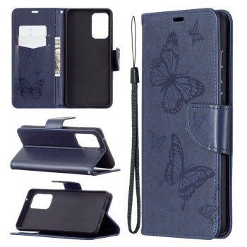 Чехол-книжка Butterflies Pattern на Samsung Galaxy A72 - синий