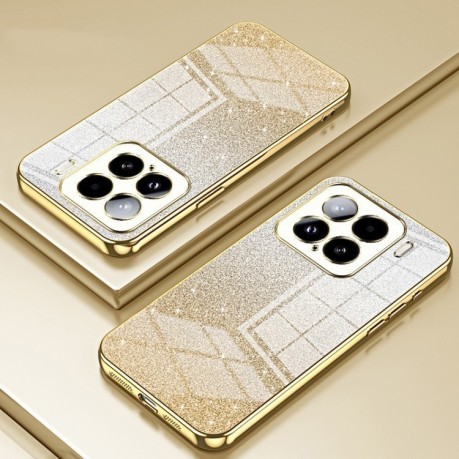 Ударозахисний чохол Gradient Glitter Powder Electroplated на Xiaomi 15 - золотий