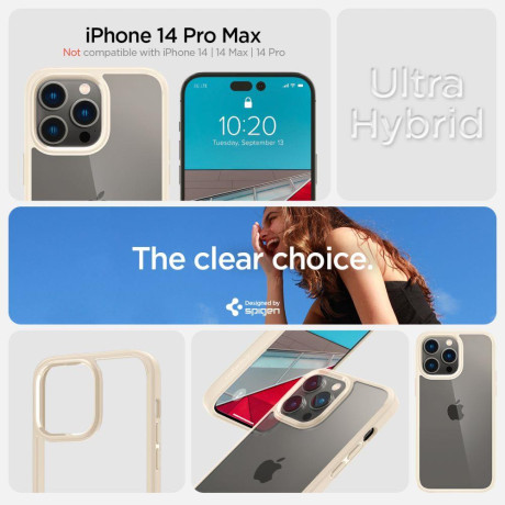 Оригинальный чехол Spigen Ultra Hybrid для iPhone 14 Pro Max - Sand Beige