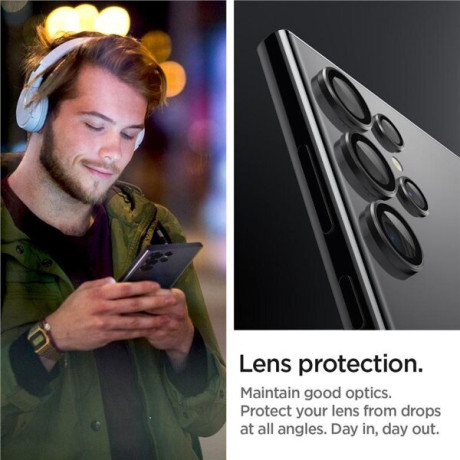 Комплект защитных стекол 2шт на камеру Spigen Optik.Tr Camera Lens для Samsung Galaxy S24 Ultra - черное