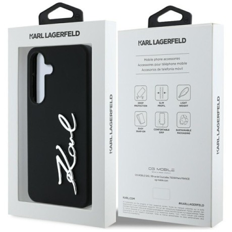 Оригінальний чохол Karl Lagerfeld Silicone Metal Signature Logo для Samsung Galaxy S25 - black