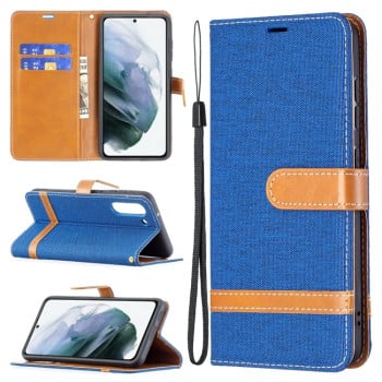 Чохол-книжка Color Matching Denim Texture на Samsung Galaxy S21 FE - синій