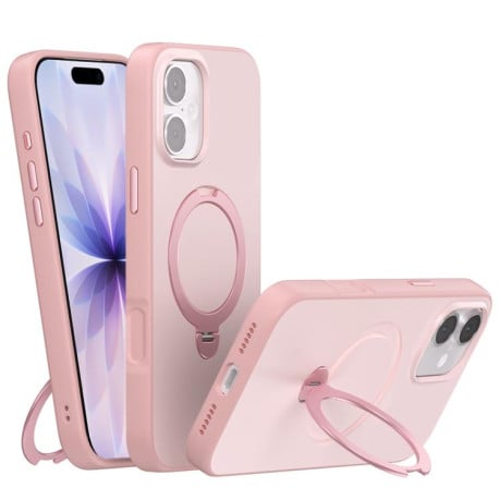 Чехол Contrast Color Rotation с подставкой 360 и Magsafe на iPhone 17 - розовый