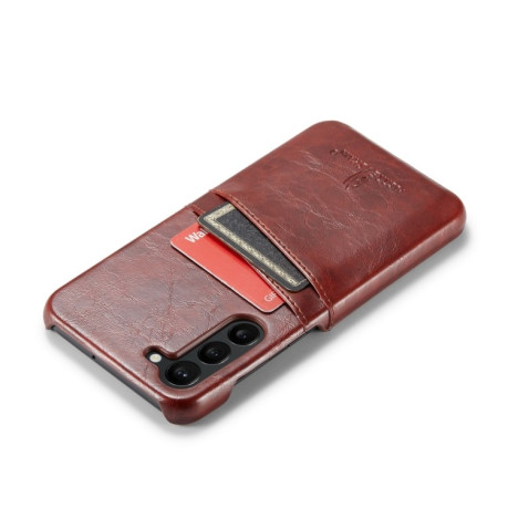 Кожаный чехол Fierre Shann Retro Oil Wax на Samsung Galaxy S24 5G - коричневый