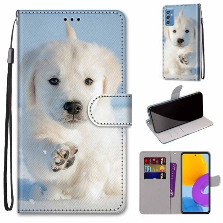 Чохол-книжка Coloured Drawing Cross Samsung Galaxy M52 5G - Snow Puppy