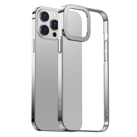 Противоударный чехол Baseus Glitter Plating для iPhone 13 Pro Max - серебристый