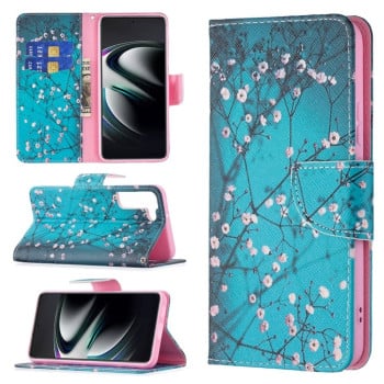 Чохол-книжка Colored Drawing Pattern для Samsung Galaxy S22 Plus 5G - Plum Blossom