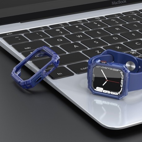 Протиударна накладка Carbon Fiber Contrast Color для Apple Watch Series 8/7 45mm - синя