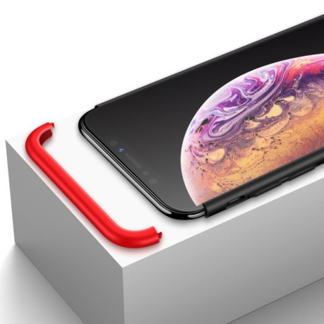 Чехол GKK Three Stage Splicing Full Coverage Case на iPhone XS Max-черно-красный