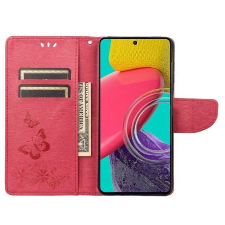 Чехол-книжка Floral Butterfly для Samsung Galaxy M53 5G - красный