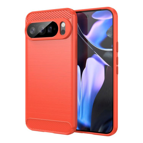 Протиударний чохол Brushed Texture Carbon Fiber на Google Pixel 10 Pro XL - червоний