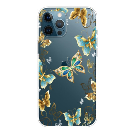 Чехол Painted Pattern для iPhone 13 Pro - Golden Butterflies