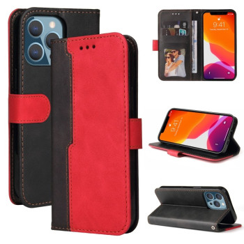 Чехол-книжка Business Stitching-Color для iPhone 13 Pro - красный