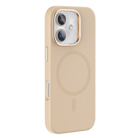 Противоударный чехол Mutural Karen Series Liquid Silicone MagSafe Magnetic для iPhone 16 - Desert Gold