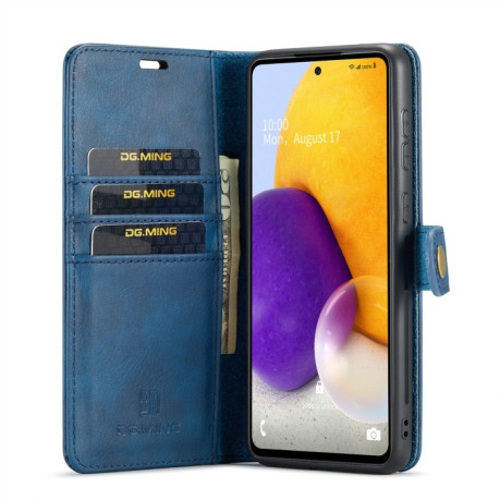 Кожаный чехол-книжка DG.MING Crazy Horse Texture на Samsung Galaxy A73 5G - синий
