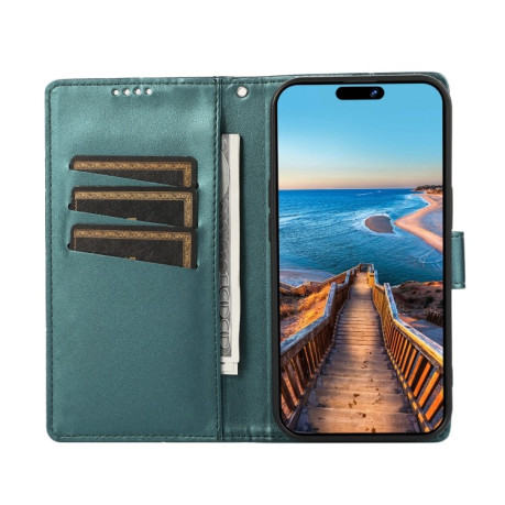 Чехол-книжка протиударний PU Genuine Leather Texture Embossed Line для Samsung Galaxy A05 - зеленый