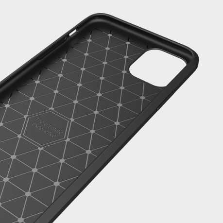 Противоударный чехол Brushed Texture Carbon Fiber на iPhone 11 Pro Max - черный