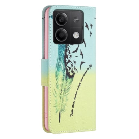 Чехол-книжка Colored Drawing Pattern для Xiaomi Redmi Note 13 4G - Feather