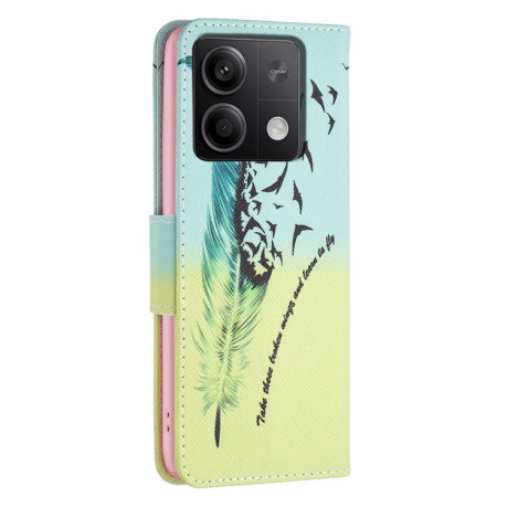 Чехол-книжка Colored Drawing Pattern для Xiaomi Redmi Note 13 5G - Feather