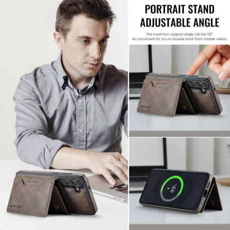 Чохол MAGKING K2 Series з MagSafe RFID+кишенька на карт на Samsung Galaxy S25 FE 5G - кавовий